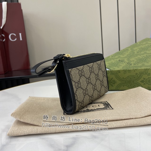 Gucci專櫃古馳最新款Emblem系列飾包帶卡片夾零錢包 jh2407型號：821804